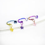 Celestial Dangle Star Titanium Horseshoe Ring detail 4