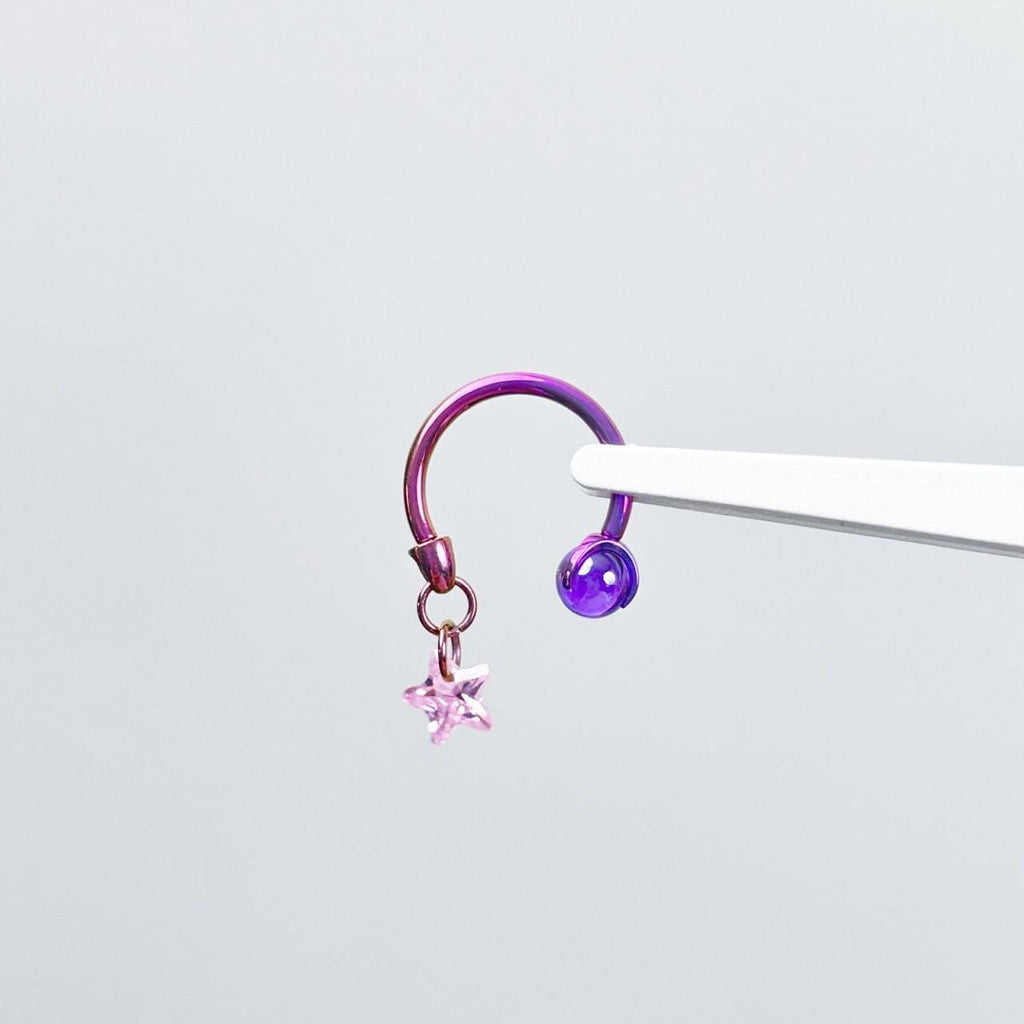 Celestial Dangle Star Titanium Horseshoe Ring detail 7