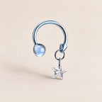 Celestial Dangle Star Titanium Horseshoe Ring detail 9