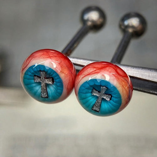 Cthulhu Eye - Blue Cross Gaze | Ear/Tongue/Lip Titanium Studs