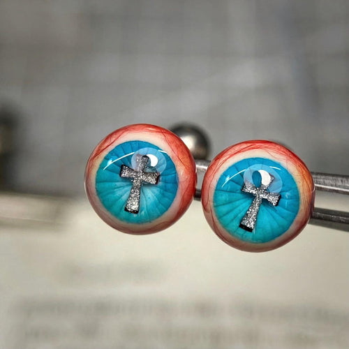 Cthulhu Eye - Blue Cross Gaze | Ear/Tongue/Lip Titanium Studs