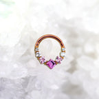 16G 8mm Titanium Crystal Cluster Clicker Ring | Hinged Hoop Septum Daith Helix Cartilage Piercing Jewelry Gift for Her Birthday