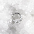 16G 8mm Titanium Crystal Cluster Clicker Ring | Hinged Hoop Septum Daith Helix Cartilage Piercing Jewelry Gift for Her Birthday