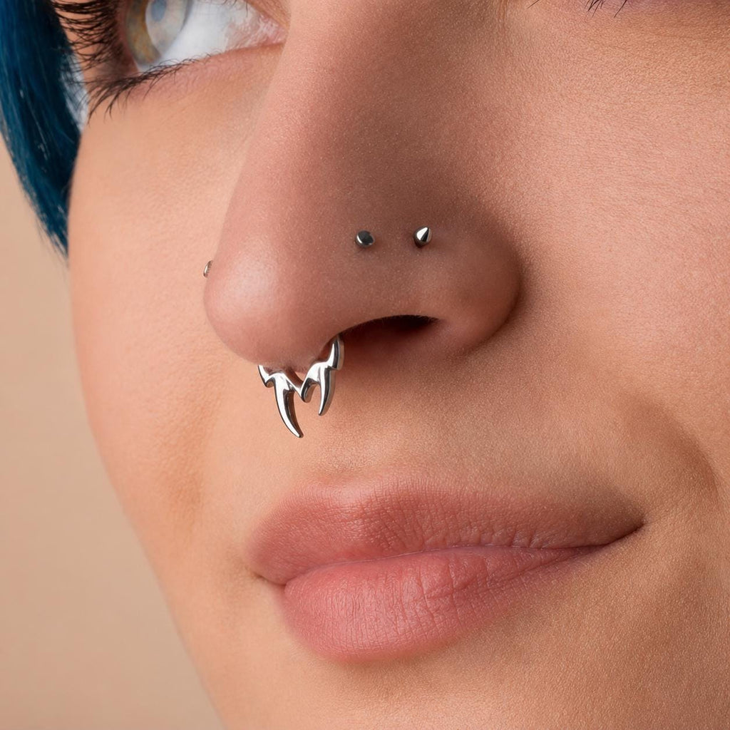 16G Titanium Vampire Fang Clicker Ring | Gothic Septum Daith Helix Cartilage Hoop Piercing Jewelry Halloween Gift for Her/Him - Image 3