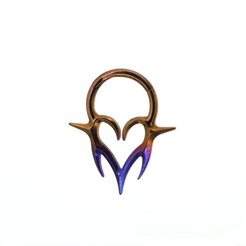 16G Titanium Vampire Fang Heart Clicker Ring | Gothic Heart Septum Daith Helix Cartilage Hoop Piercing Jewelry Halloween Gift for Her Him - Image 6