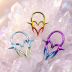 16G Titanium Vampire Fang Heart Clicker Ring | Gothic Heart Septum Daith Helix Cartilage Hoop Piercing Jewelry Halloween Gift for Her Him - Image 2