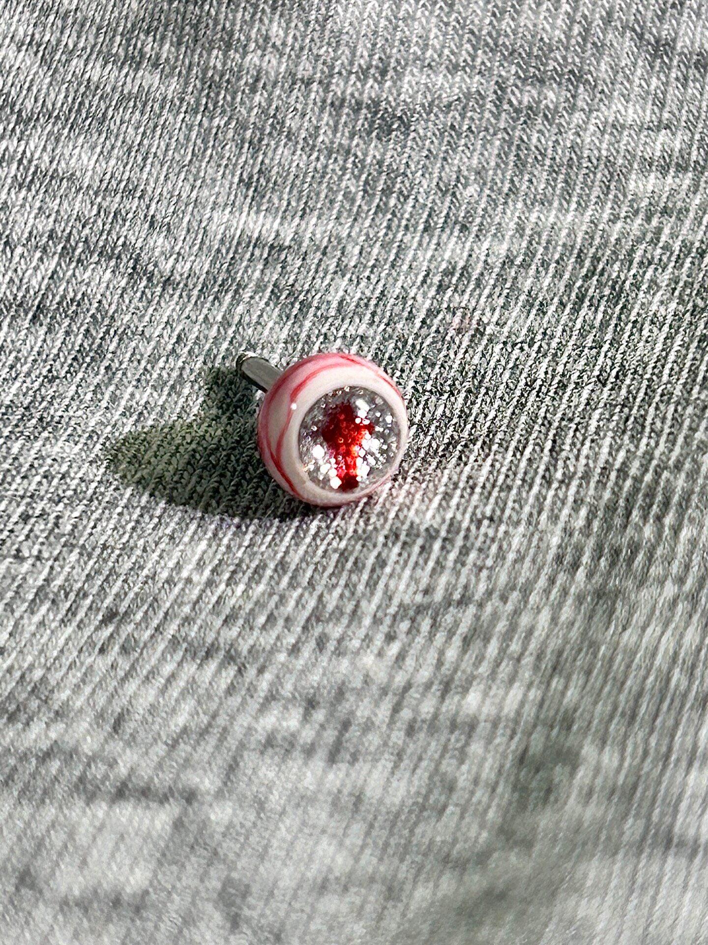 Cthulhu Eye - Pearlescent Fire Cross | Ear/Tongue/Lip Titanium Studs