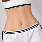 Anti Gravity Belly Button Ring｜F136 Titanium Navel Piercing｜Blue Opal Cat Eye Belly Jewelry｜Internally Threaded Navel Ring｜Y2K Body Jewelry