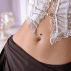 Anti Gravity Belly Button Ring｜F136 Titanium Navel Piercing｜Blue Opal Cat Eye Belly Jewelry｜Internally Threaded Navel Ring｜Y2K Body Jewelry