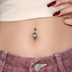 Titanium Opal Heart Belly Button Ring｜14G Navel Piercing｜Pink Heart Dangle Navel Ring｜Y2K Princesscore Jewelry