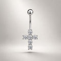 ASTM F136 Titanium Cross Belly Button Ring｜14G Navel Piercing｜CZ Cross Navel Ring｜Externally Threaded｜Gift for Her