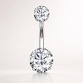 ASTM F136 Titanium Heart Belly Button Ring｜14G Navel Piercing｜Sparkly CZ Double Heart Navel Ring｜Externally Threaded｜ Gift For Her