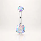 Colorful CZ Titanium Belly Ring