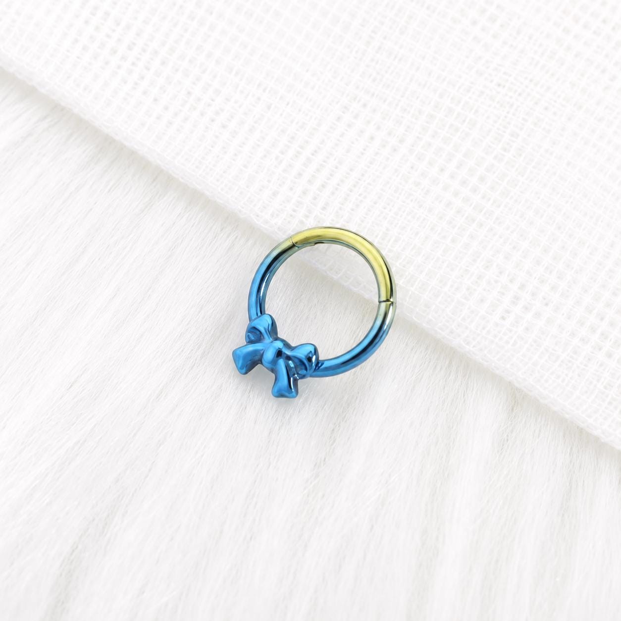 16G Titanium Bow Clicker Ring | Rainbow Hinged Hoop Septum Daith Helix Cartilage Piercing Jewelry Gift for Her Cute Kawaii - Image 8