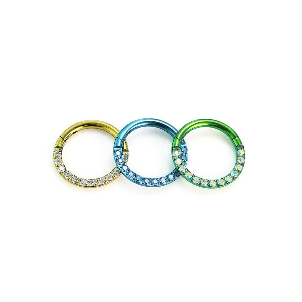 16G Titanium CZ Opal Clicker Ring | Hinged Septum Daith Helix Cartilage Hoop Piercing Jewelry Gift for Her Custom Color - Image 6