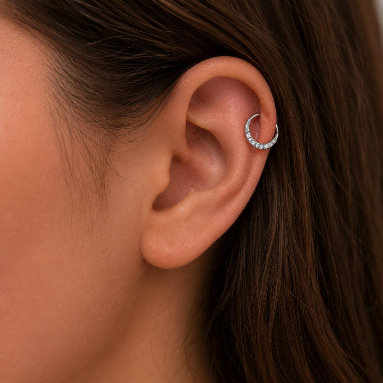 16G Titanium CZ Opal Clicker Ring | Hinged Septum Daith Helix Cartilage Hoop Piercing Jewelry Gift for Her Custom Color - Image 3
