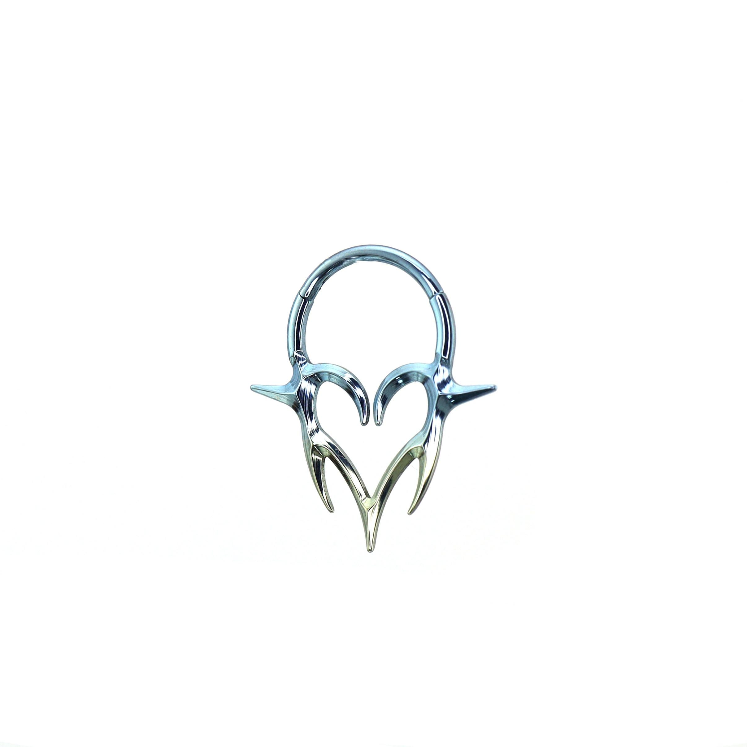 16G Titanium Vampire Fang Heart Clicker Ring | Gothic Heart Septum Daith Helix Cartilage Hoop Piercing Jewelry Halloween Gift for Her Him - Image 5