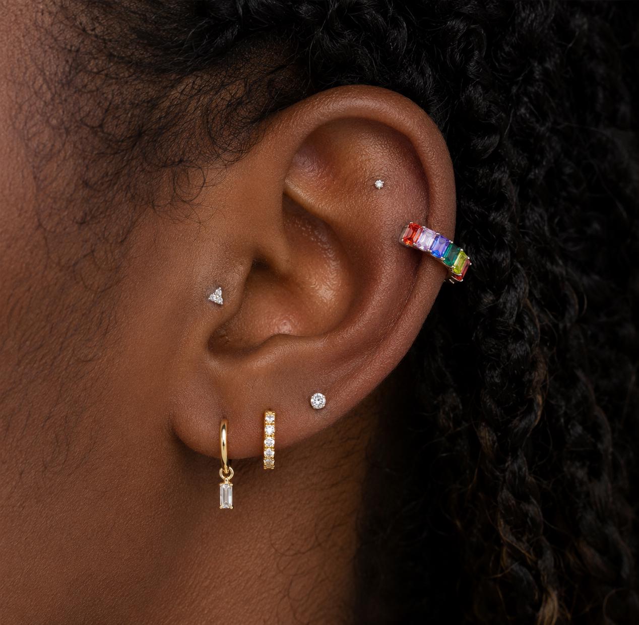 Candy Prism Baguette Clicker Ring | Colorful CZ Septum Jewelry | Rainbow Daith Hoop | Fairycore Gift for Piercing Lover - Image 4