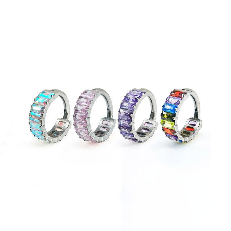 Candy Prism Baguette Clicker Ring | Colorful CZ Septum Jewelry | Rainbow Daith Hoop | Fairycore Gift for Piercing Lover - Image 3