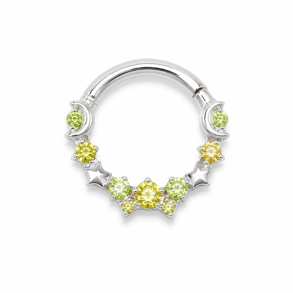 Starry CZ Clicker Ring | Pastel Septum Jewelry | Moon Star Daith Hoop | Fairycore Cartilage Gift for Her - Image 7