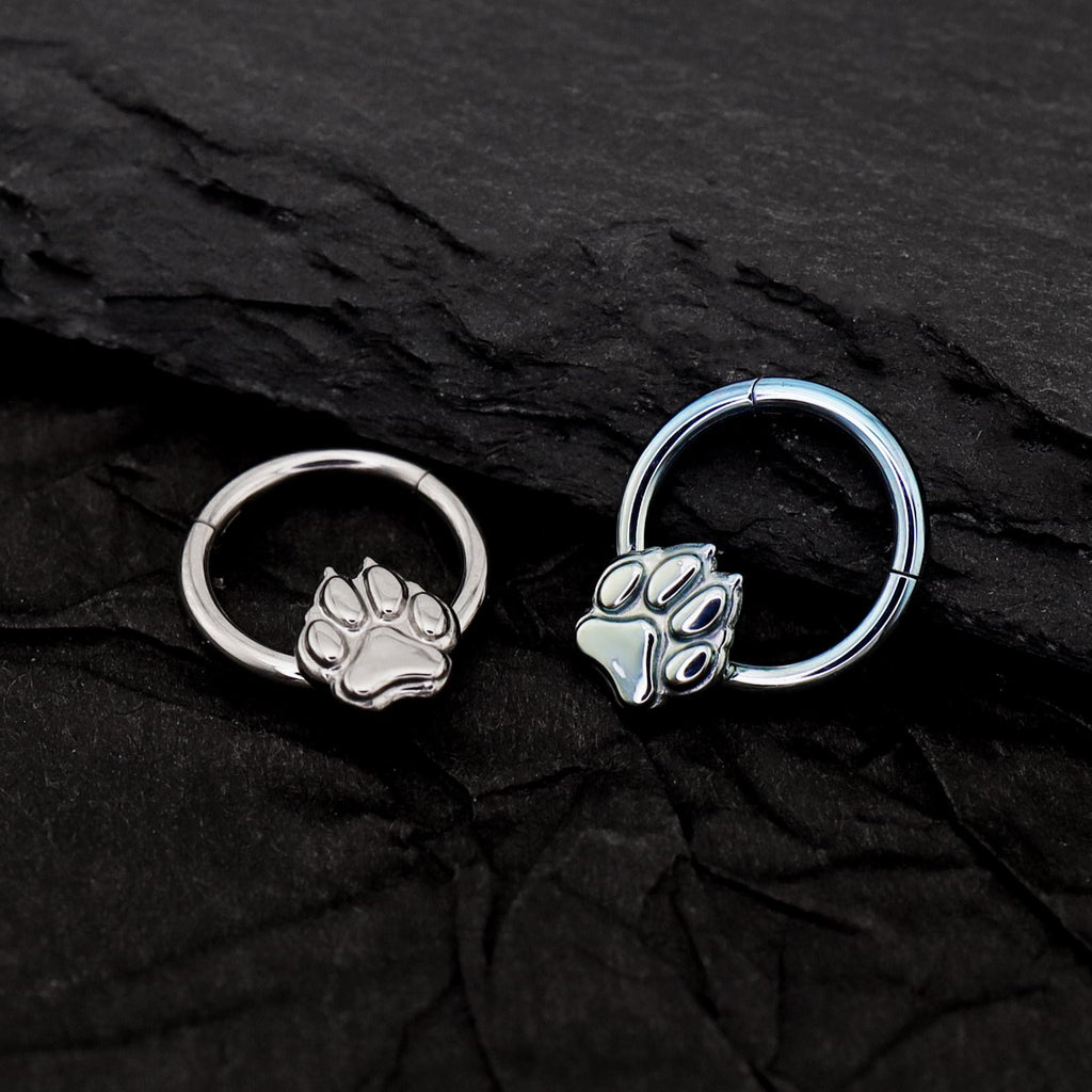 Paw Print Clicker Ring | Blue Titanium Septum Jewelry | Cat Paw Daith Hoop | Cute Cartilage Gift for Her - Image 4