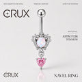 Titanium Opal Heart Belly Button Ring｜14G Navel Piercing｜Pink Heart Dangle Navel Ring｜Y2K Princesscore Jewelry