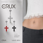 ASTM F136 Titanium Cross Belly Button Ring｜14G Navel Piercing｜CZ Cross Navel Ring｜Externally Threaded｜Gift for Her