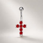 ASTM F136 Titanium Cross Belly Button Ring｜14G Navel Piercing｜CZ Cross Navel Ring｜Externally Threaded｜Gift for Her
