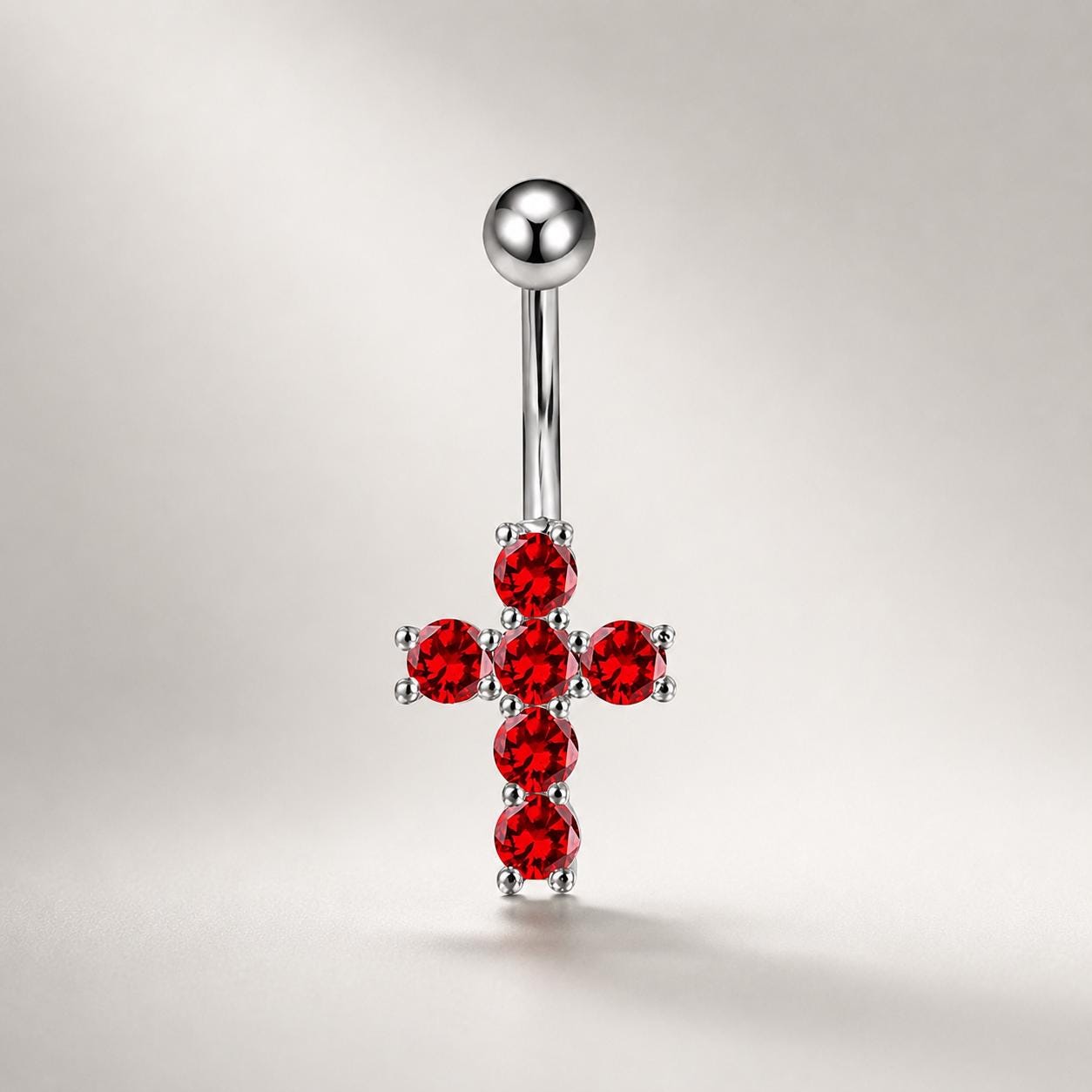 ASTM F136 Titanium Cross Belly Button Ring｜14G Navel Piercing｜CZ Cross Navel Ring｜Externally Threaded｜Gift for Her