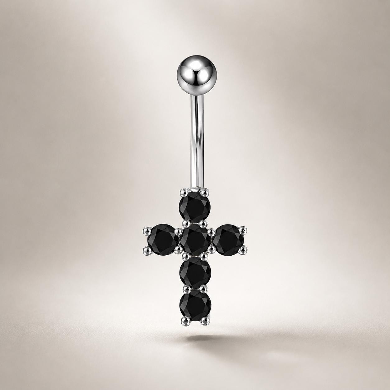 ASTM F136 Titanium Cross Belly Button Ring｜14G Navel Piercing｜CZ Cross Navel Ring｜Externally Threaded｜Gift for Her