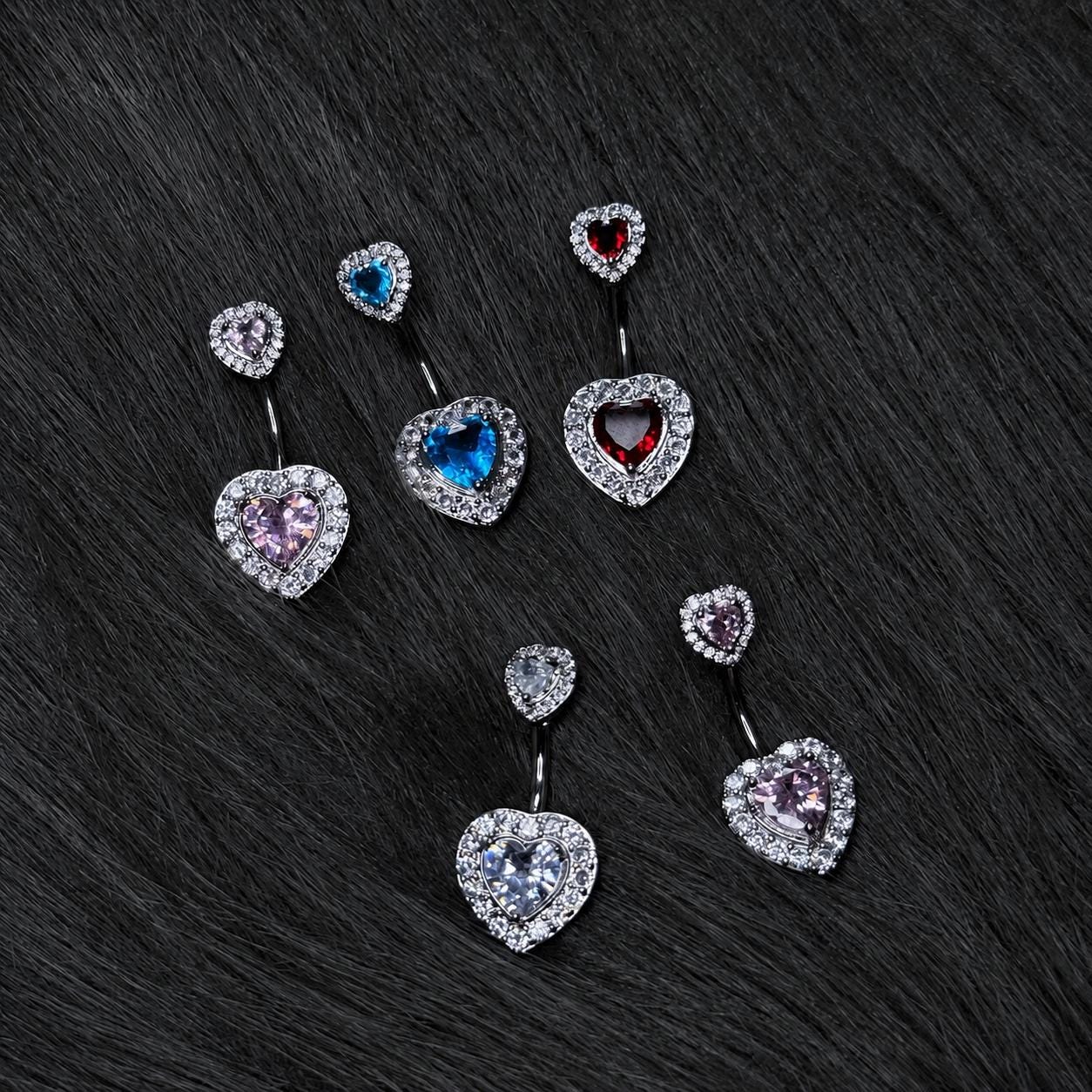 ASTM F136 Titanium Heart Belly Button Ring｜14G Navel Piercing｜Sparkly CZ Double Heart Navel Ring｜Externally Threaded｜ Gift For Her