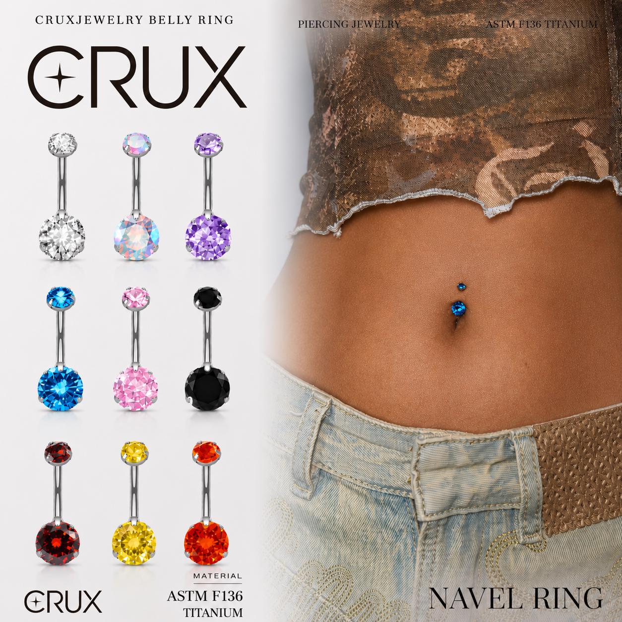 ASTM F136 Titanium Heart Belly Button Ring｜14G Navel Piercing｜Sparkly CZ Double Heart Navel Ring｜Externally Threaded｜ Gift For Her