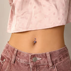ASTM F136 Titanium Heart Belly Button Ring｜14G Navel Piercing｜Sparkly CZ Double Heart Navel Ring｜Externally Threaded｜ Gift For Her
