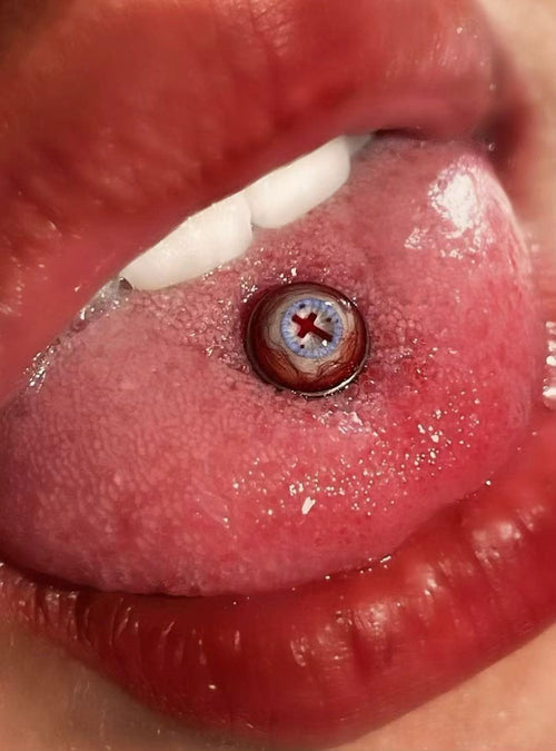 Cthulhu Eye - Blood Cross | Tongue Titanium Barbell