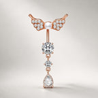 ASTM F136 Titanium Angel Wing Belly Button Ring｜14G Navel Piercing｜Dangle CZ Navel Ring｜Implant Grade Titanium Jewelry
