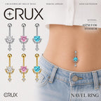 ASTM F136 Titanium Heart Belly Button Ring｜14G Navel Piercing｜Pink Heart CZ Dangle Belly Ring｜Implant Grade Hypoallergenic Body Jewelry