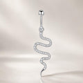 ASTM F136 Titanium Snake Belly Button Ring｜14G Navel Piercing｜Clear CZ Serpent Navel Ring｜Implant Grade Titanium Jewelry