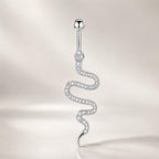 ASTM F136 Titanium Snake Belly Button Ring｜14G Navel Piercing｜Clear CZ Serpent Navel Ring｜Implant Grade Titanium Jewelry