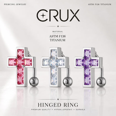 Anneau articulé en titane avec croix et oxydes de zirconium