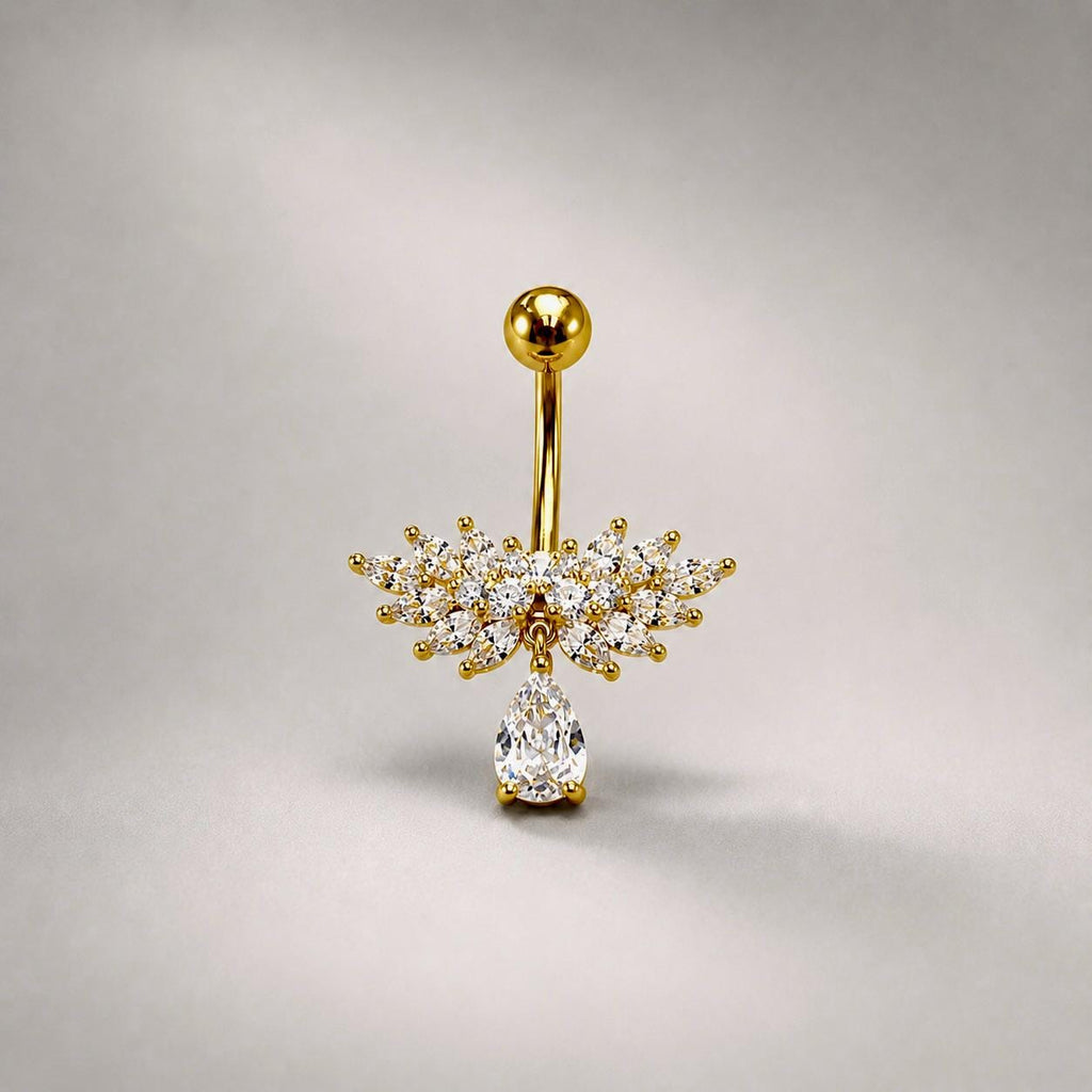 ASTM F136 Titanium CZ Butterfly Belly Ring｜14G Navel Piercing｜Sparkly Dangle Navel Jewelry｜Externally Threaded｜Fairycore Jewelry
