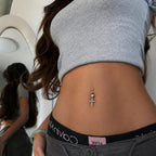 ASTM F136 Titanium Floral Belly Button Ring｜14G Navel Piercing｜CZ Crystal Flower Navel Jewelry｜Externally Threaded｜Gift for Her