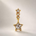 ASTM F136 Titanium Star Belly Button Ring｜14G Navel Piercing｜CZ Star Dangle Navel Ring｜Externally Threaded｜Y2K Jewelry