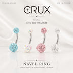 ASTM F136 Titanium Crystal Ball Belly Button Ring｜14G Navel Piercing｜CZ Pavé Ball Navel Ring｜Externally Threaded｜Y2K Jewelry