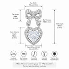 ASTM F136 Titanium Bow Heart Belly Button Ring｜14G Navel Piercing｜CZ Heart Dangle Navel Ring｜Externally Threaded｜Y2K Jewelry
