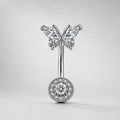 F136 Titanium Butterfly Belly Button Ring ｜ 14G Navel Piercing ｜ CZ Butterfly Navel Ring ｜ Externally Threaded ｜ Gift for Her