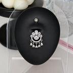 ASTM F136 Titanium Crown Belly Button Ring｜14G Navel Piercing｜CZ Chandelier Dangle Navel Ring｜Externally Threaded｜Gothic Jewelry