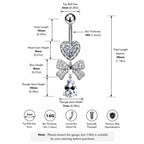 ASTM F136 Titanium Heart Bow Belly Button Ring｜14G Navel Piercing｜CZ Bow Dangle Navel Ring｜Externally Threaded｜Gift For Her