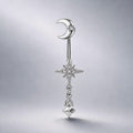 ASTM F136 Titanium Moon Star Belly Button Ring｜14G Navel Piercing｜CZ Celestial Dangle Navel Ring｜Externally Threaded｜Gothic Jewelry