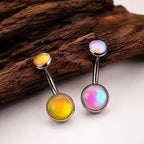 Moonstone Belly Button Ring｜F136 Titanium Navel Piercing｜Internally Threaded Belly Jewelry｜Rainbow Moonstone Navel Ring｜Y2K Body Jewelry