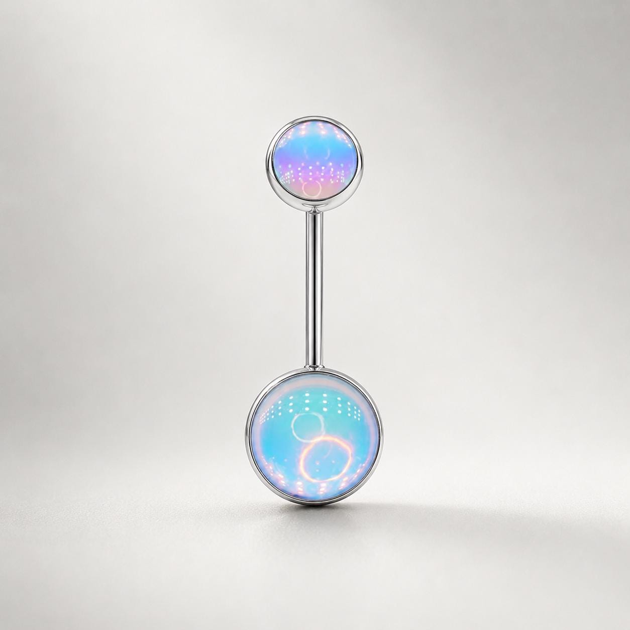 Moonstone Belly Button Ring｜F136 Titanium Navel Piercing｜Internally Threaded Belly Jewelry｜Rainbow Moonstone Navel Ring｜Y2K Body Jewelry